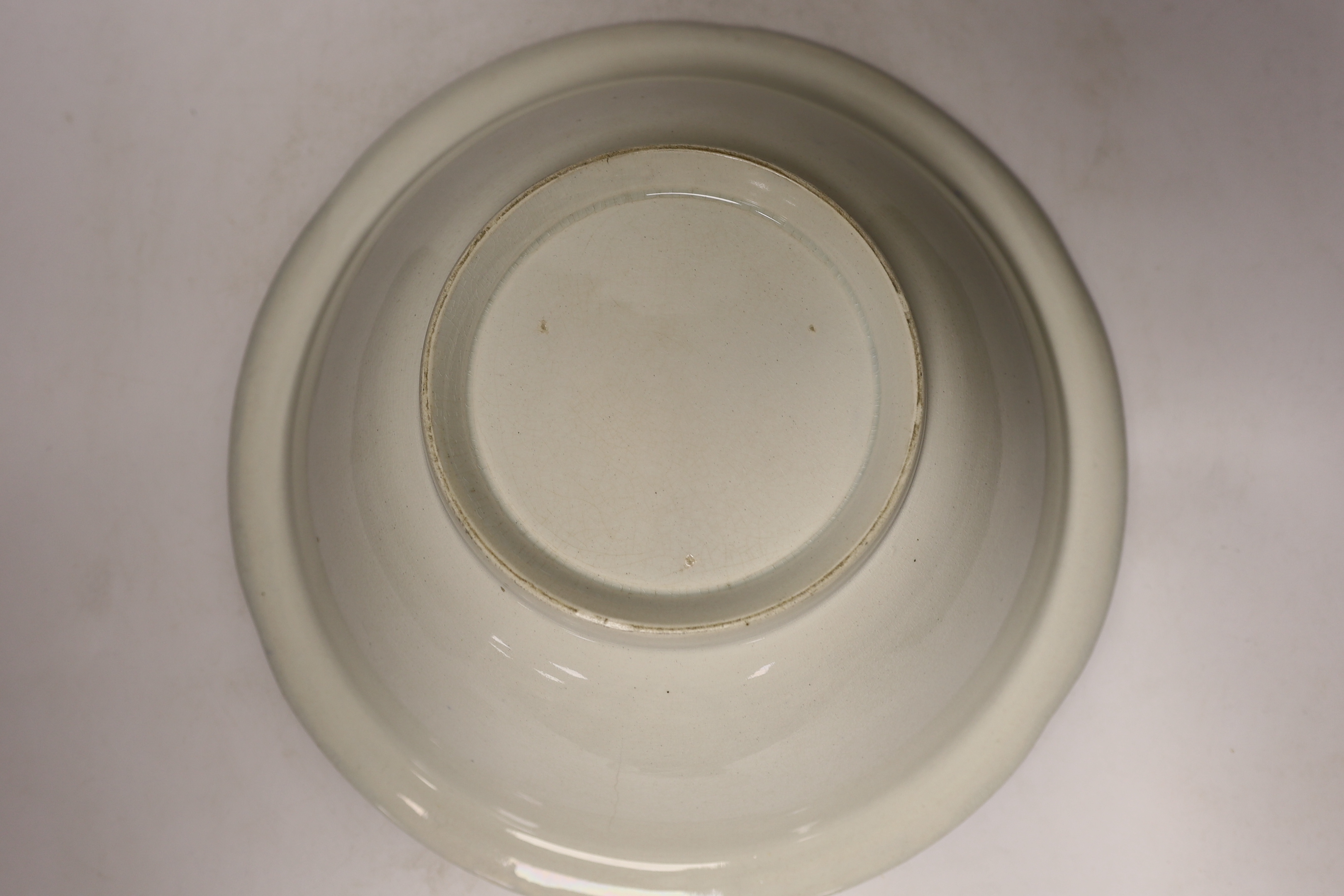 A Victorian F & R Pratt toilet set, comprising a basin, jug and shaving bowl, jug 22.5cm